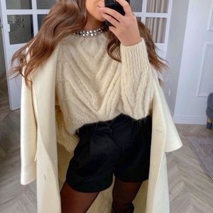 ZARA CHAIN TRIM WOOL BLEND SWEATER NWT